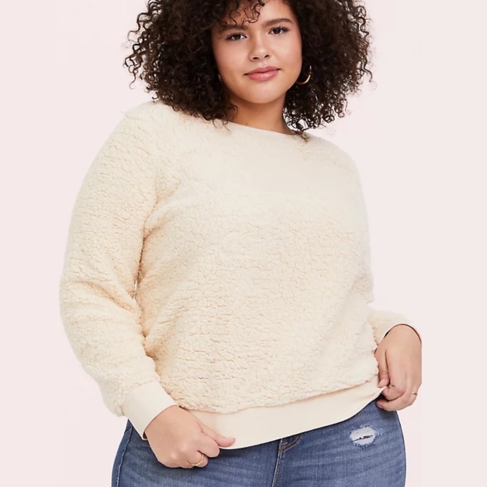 Torrid Cozy Sherpa‎ Sweater Size 2X Crew Neck Pullover Fuzzy Sweatshirt Teddy